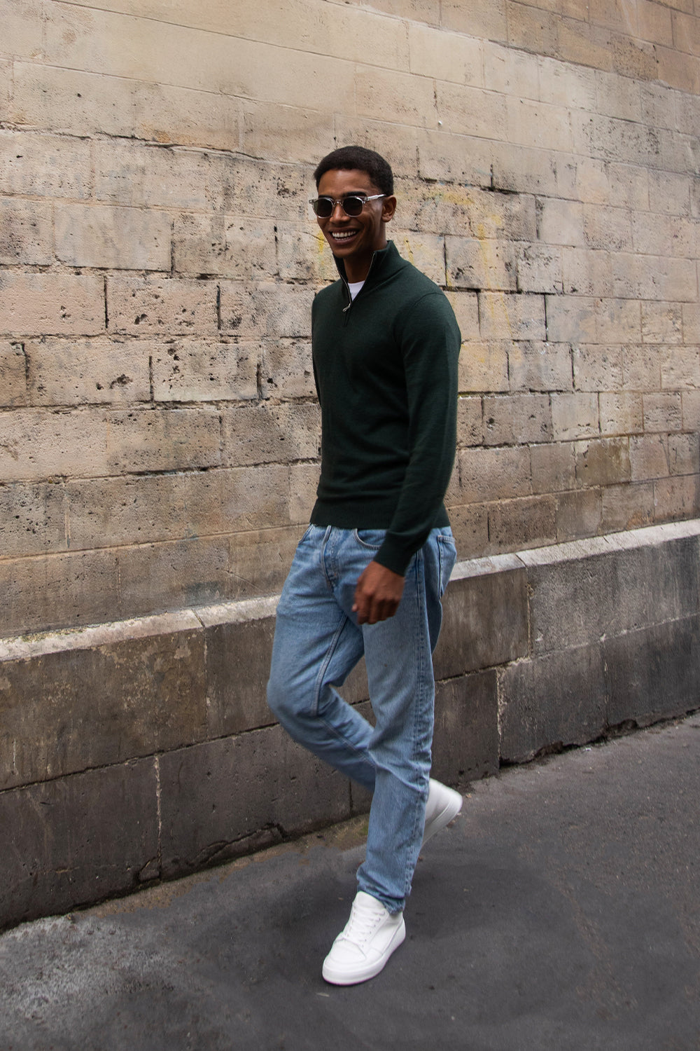 Soloumbrella Men's Dark Green Quarter Zip Sweater