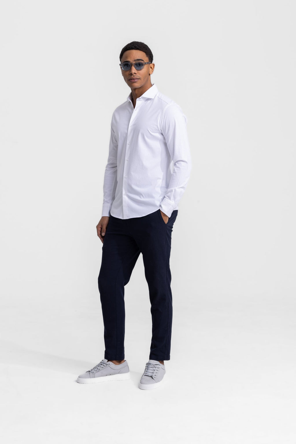 Soloumbrella Men's White Long Sleeve Button Down Shirt