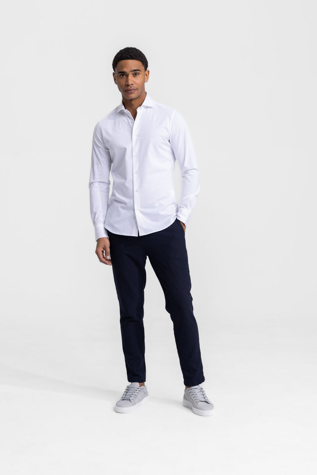 Soloumbrella Men's White Long Sleeve Button Down Shirt