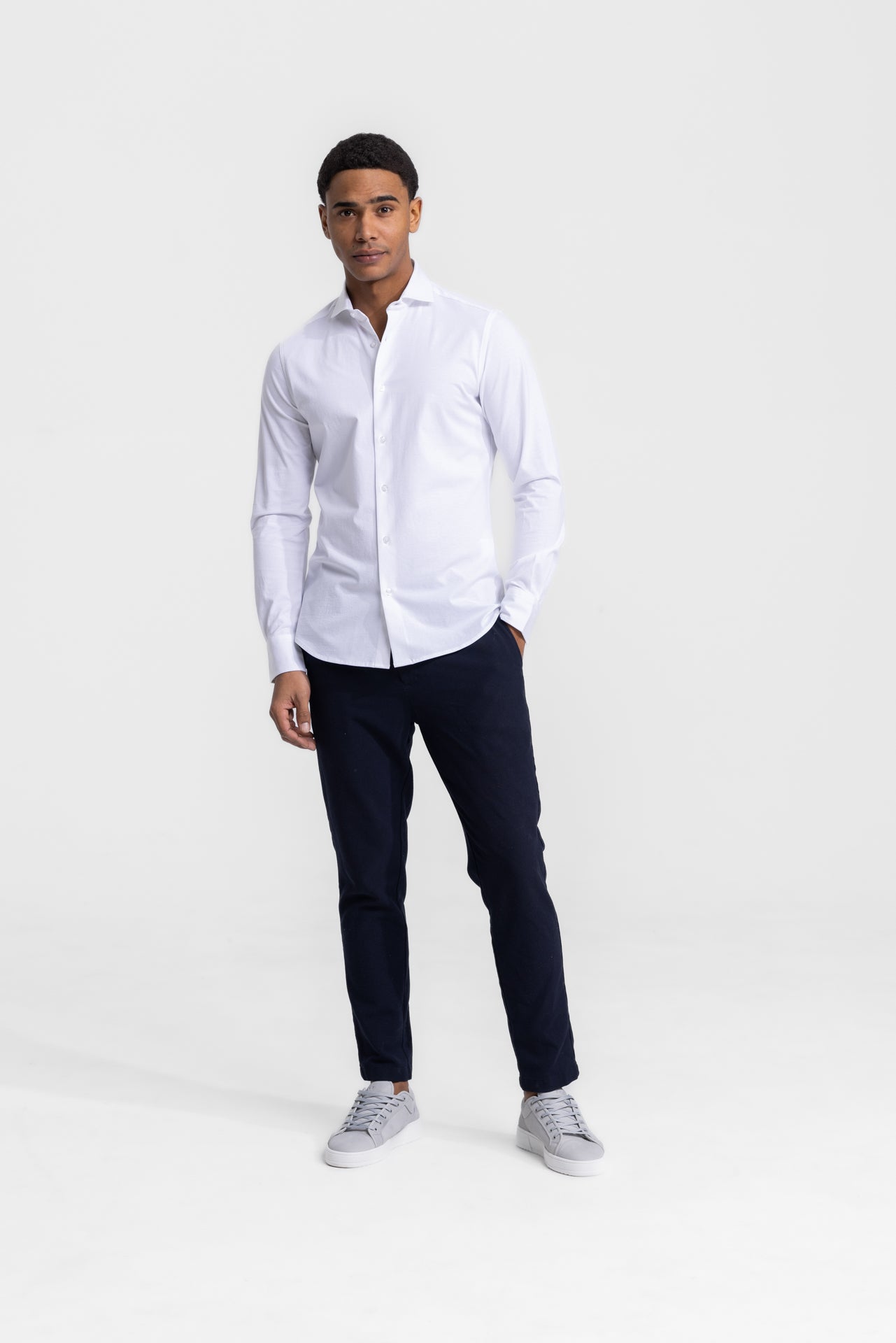 Soloumbrella Men's White Long Sleeve Button Down Shirt