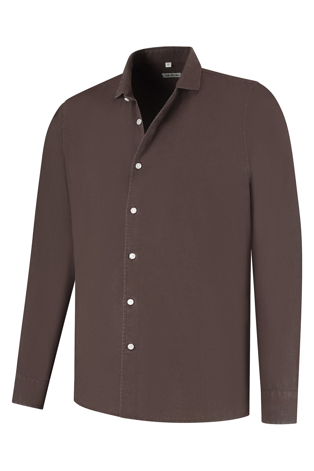 Soloumbrella Men's Dark Brown Long Sleeve Button Down Shirt