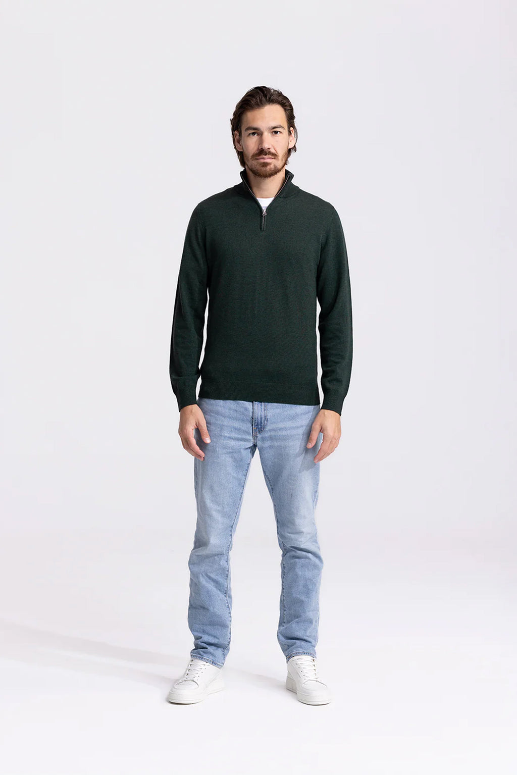 Soloumbrella Men's Dark Green Quarter Zip Sweater