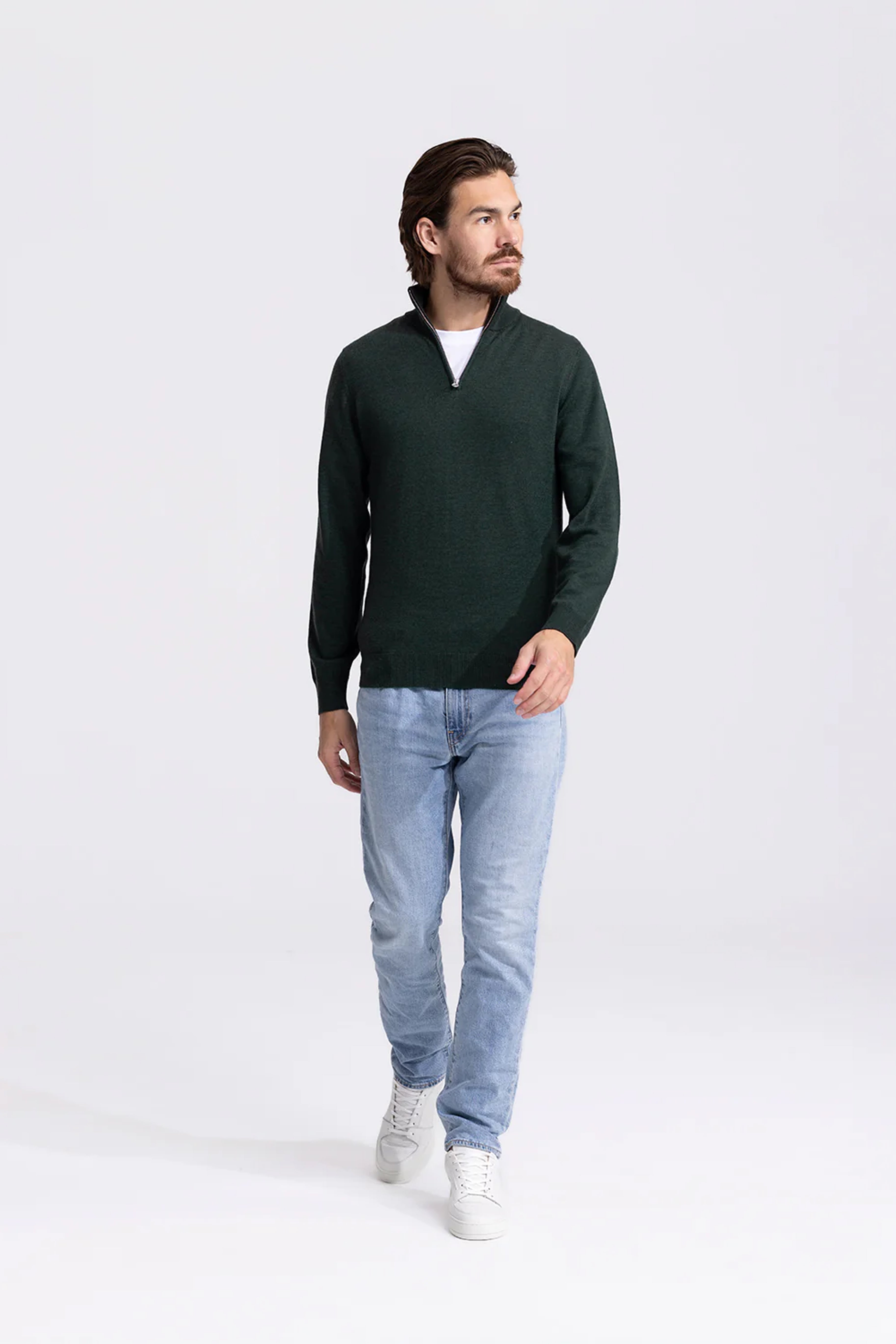 Soloumbrella Men's Dark Green Quarter Zip Sweater