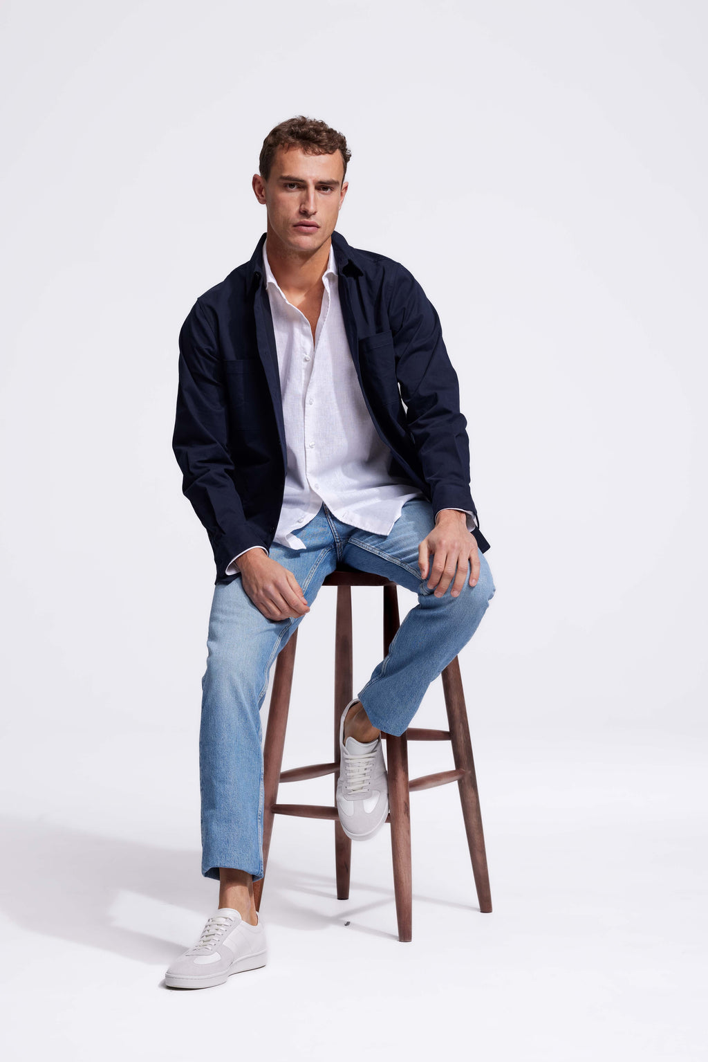 Soloumbrella Men's White Long Sleeve Button Down Shirt