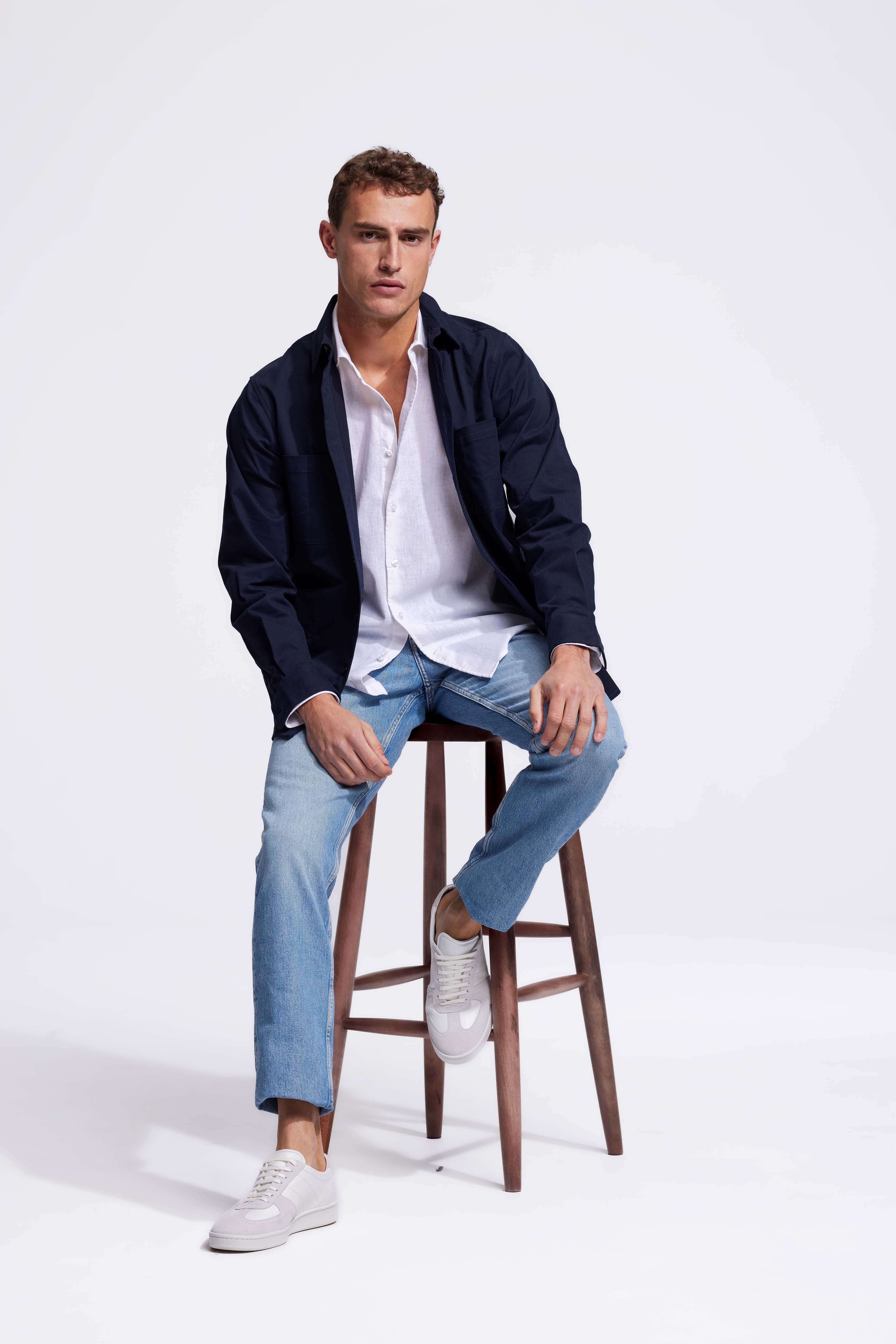Soloumbrella Men's White Long Sleeve Button Down Shirt