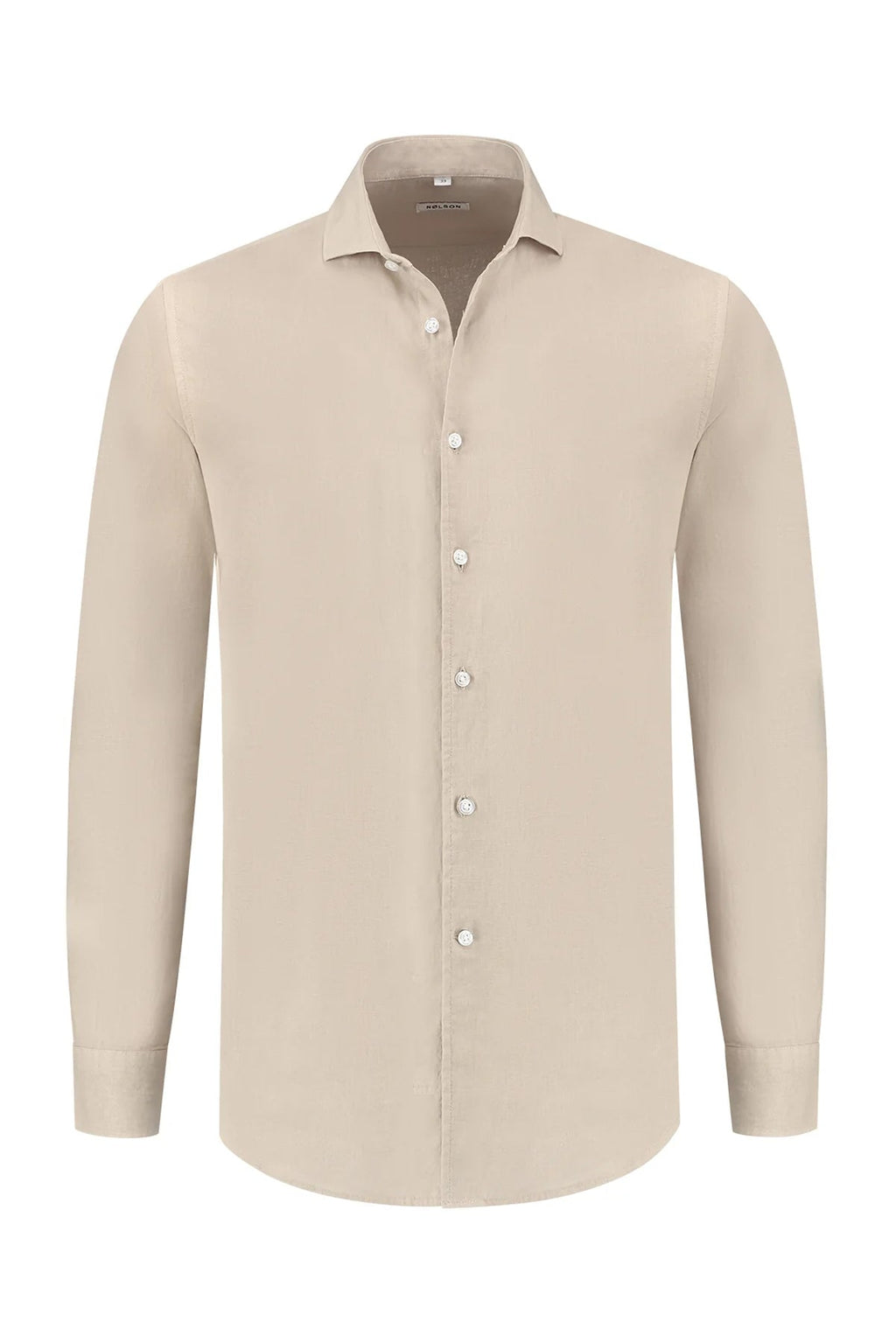 Soloumbrella Men's Beige Long Sleeve Button Down Shirt