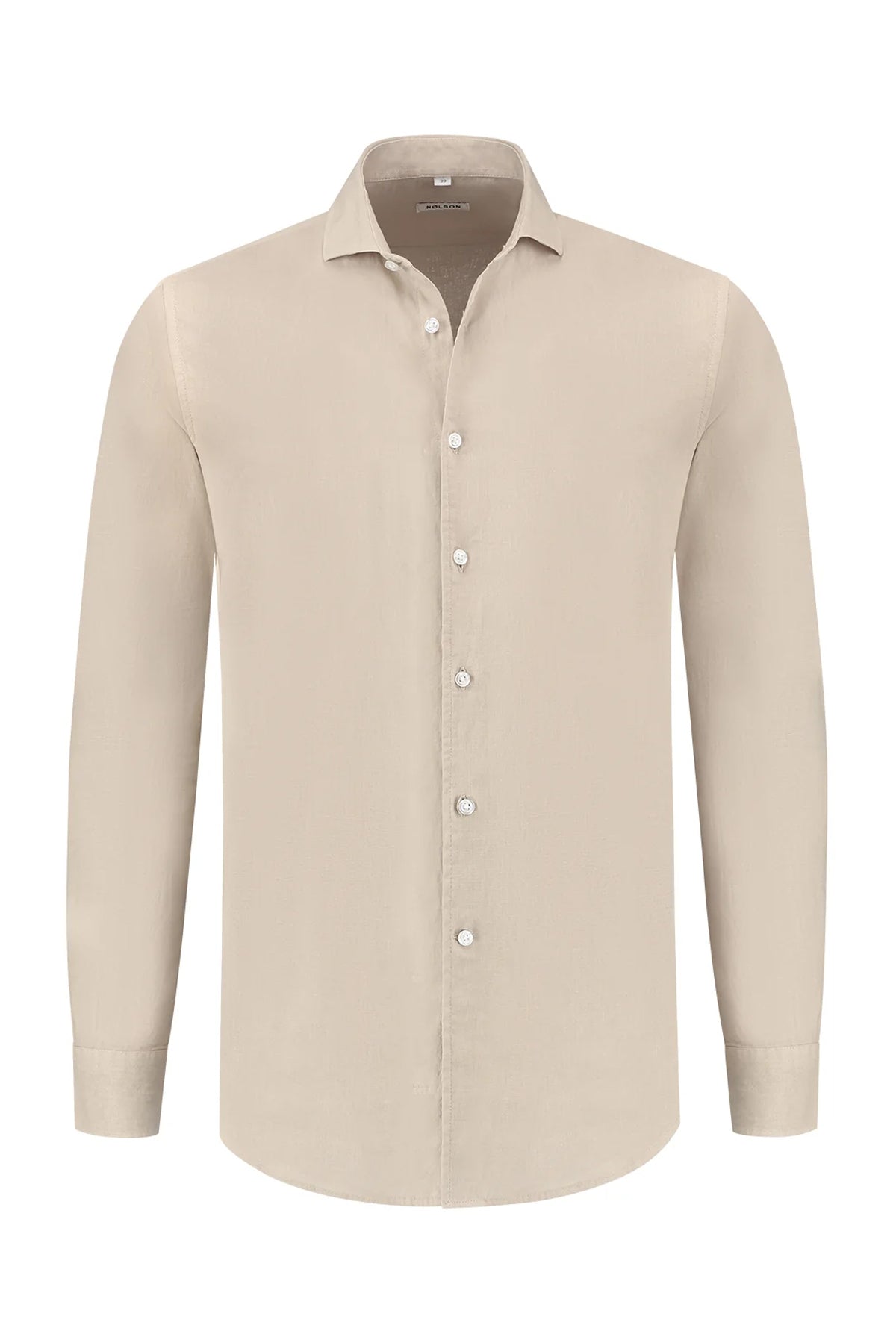Soloumbrella Men's Beige Long Sleeve Button Down Shirt