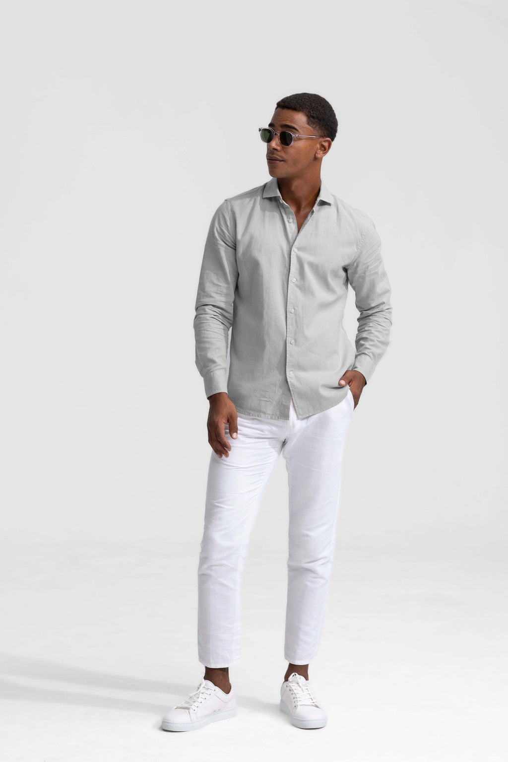 Soloumbrella Men's Light Sage Green Long Sleeve Button Down Shirt