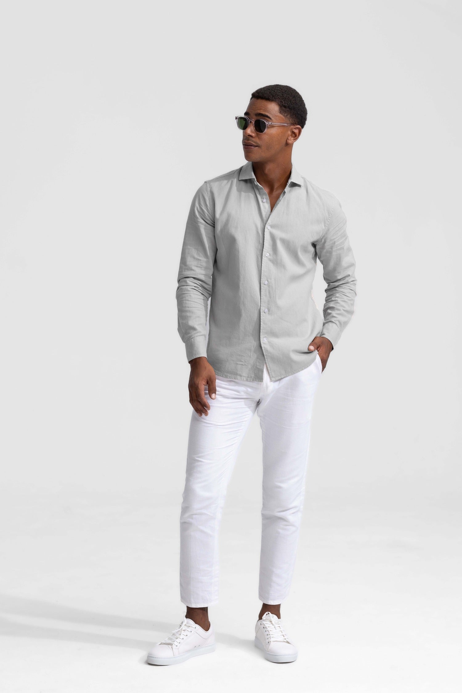Soloumbrella Men's Light Sage Green Long Sleeve Button Down Shirt