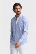 Soloumbrella Men's Blue White Striped Long Sleeve Button Down Shirt