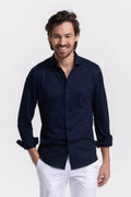 Soloumbrella Men's Dark Navy Long Sleeve Button Down Shirt