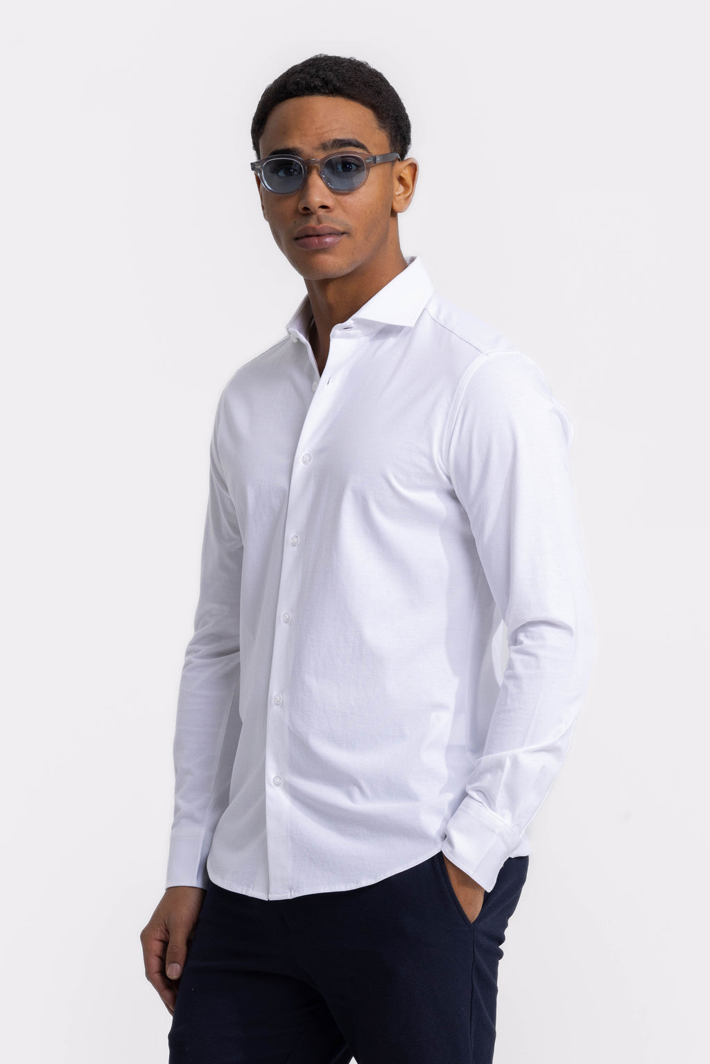 Soloumbrella Men's White Long Sleeve Button Down Shirt
