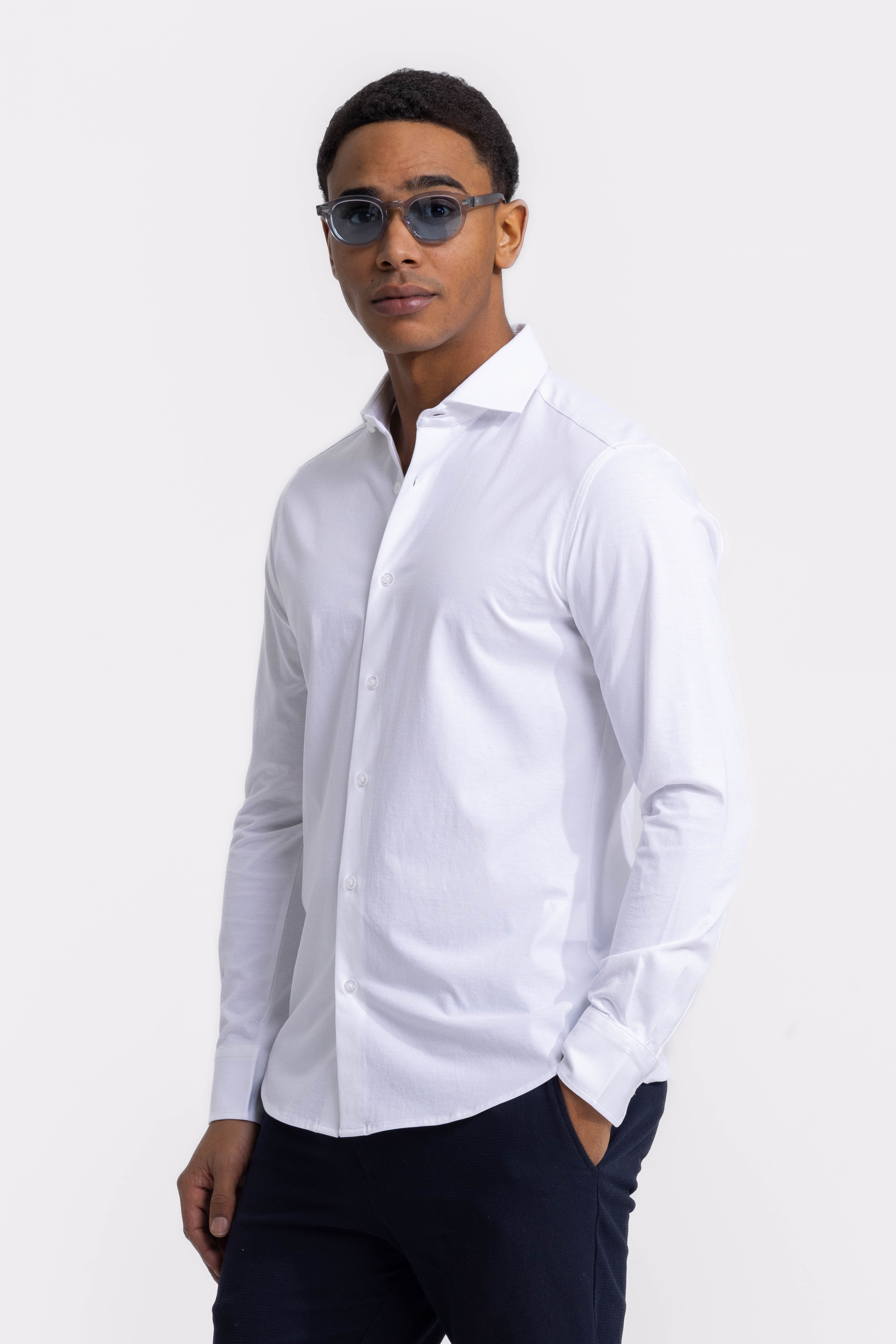 Soloumbrella Men's White Long Sleeve Button Down Shirt