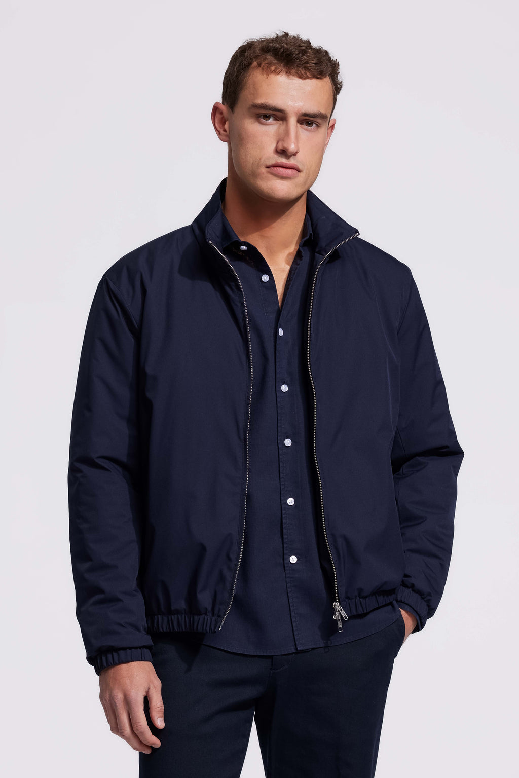 Soloumbrella Men's Dark Navy Lightweight Zip Up Jacket