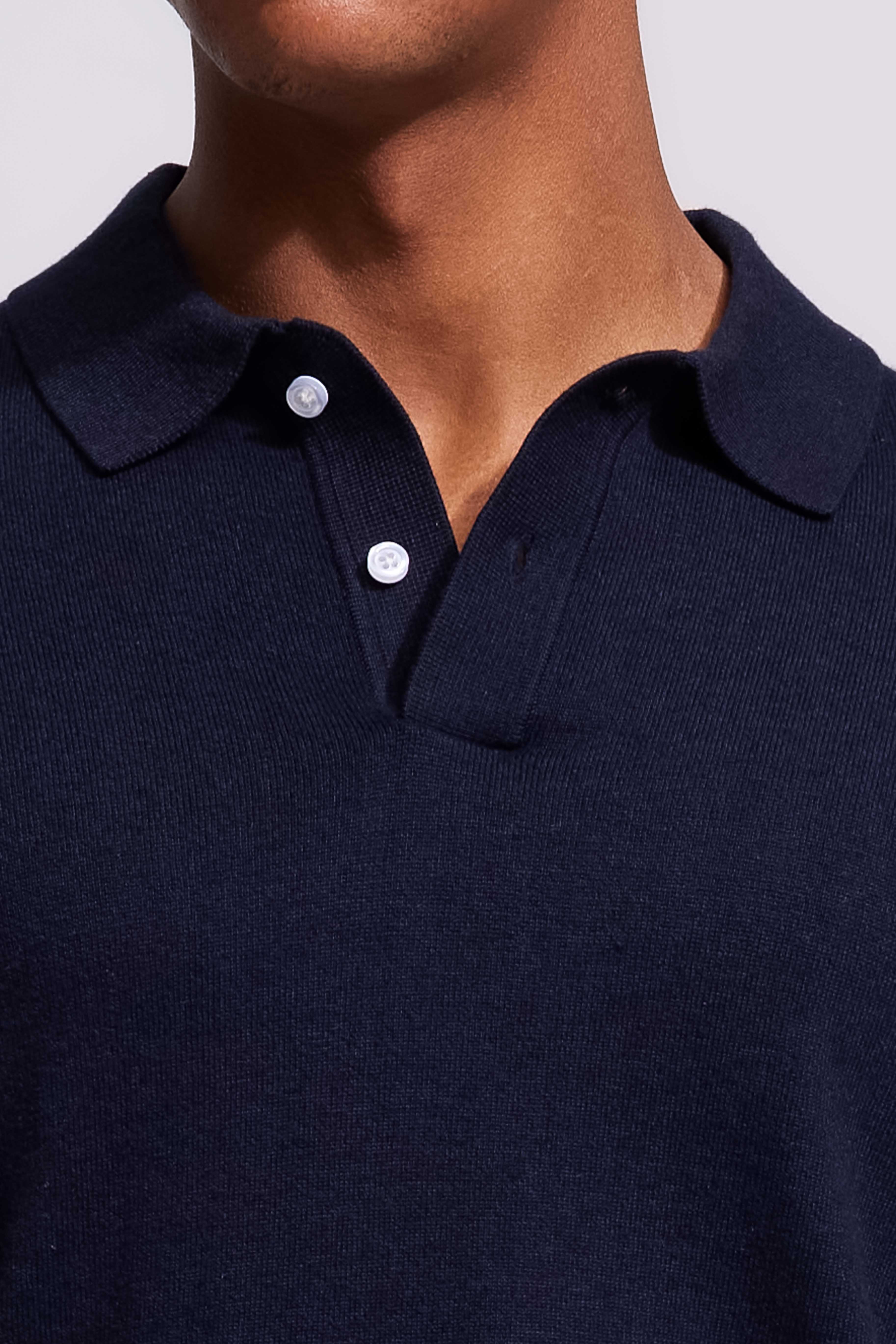 Soloumbrella Men's Dark Navy Long Sleeve Polo Shirt