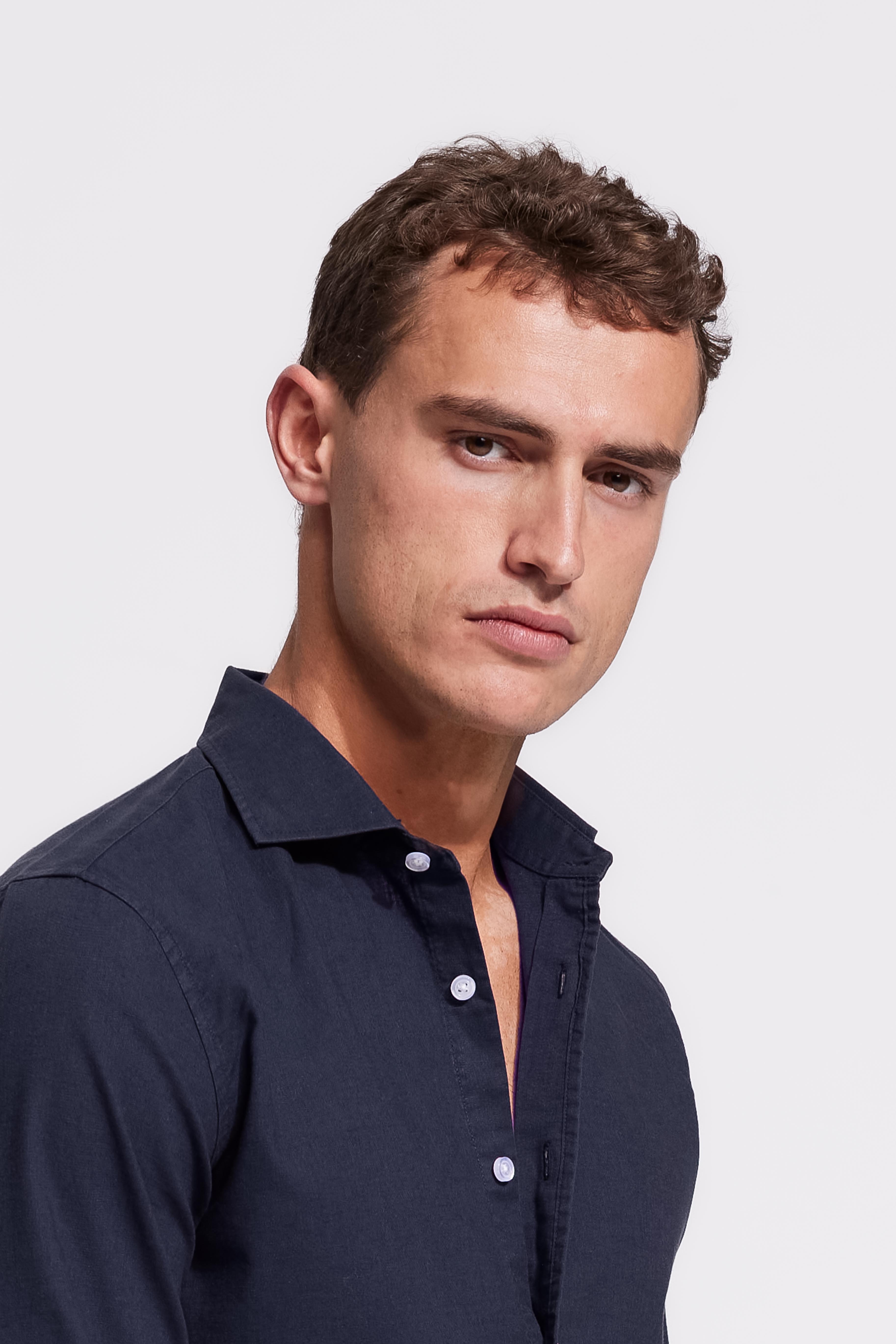 Soloumbrella Men's Dark Navy Long Sleeve Button Down Shirt