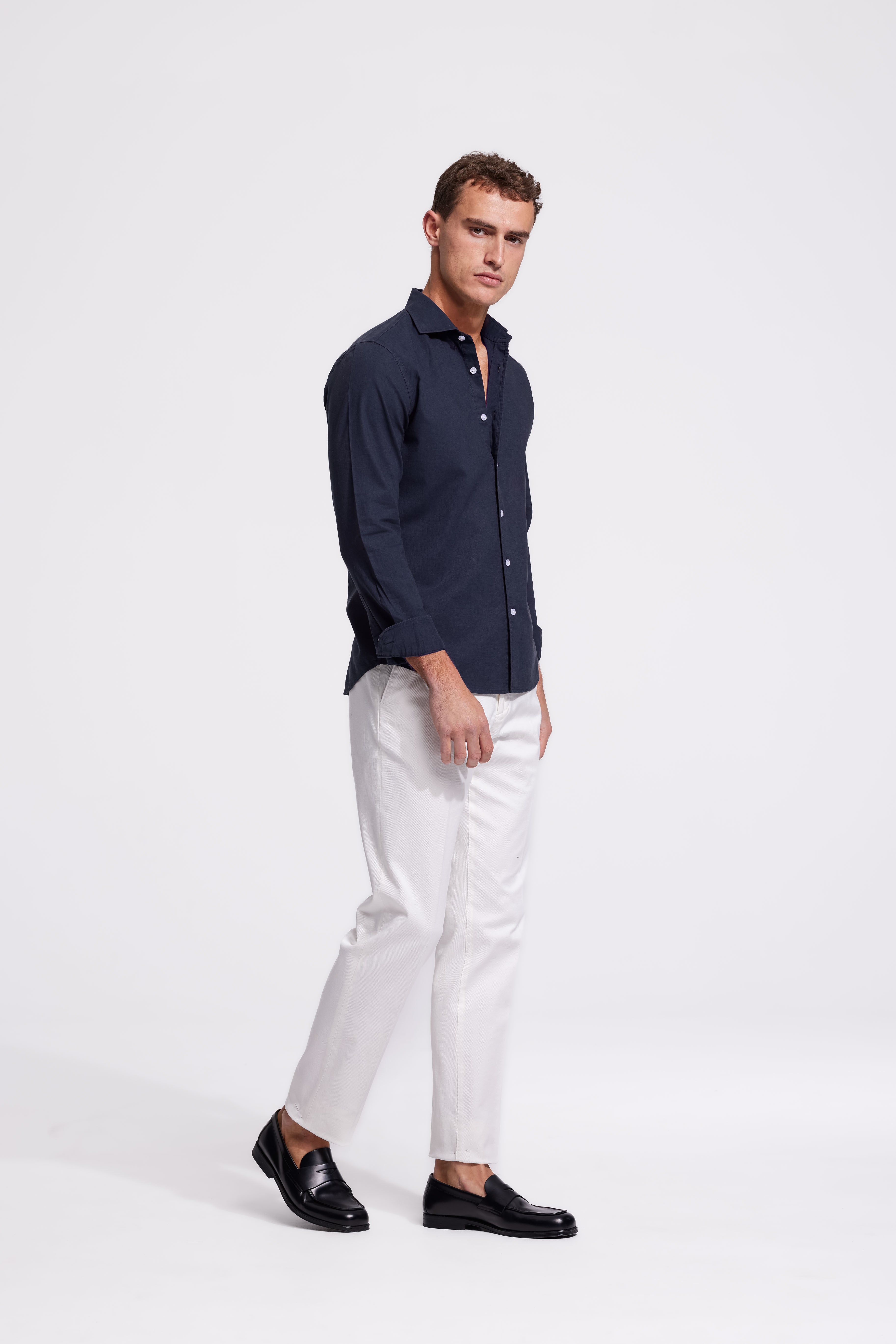 Soloumbrella Men's Dark Navy Long Sleeve Button Down Shirt