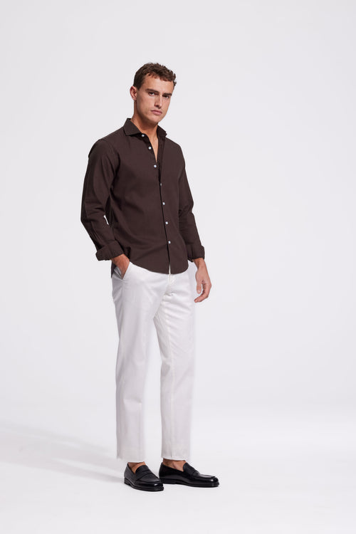 Soloumbrella Men's Dark Brown Long Sleeve Button Down Shirt