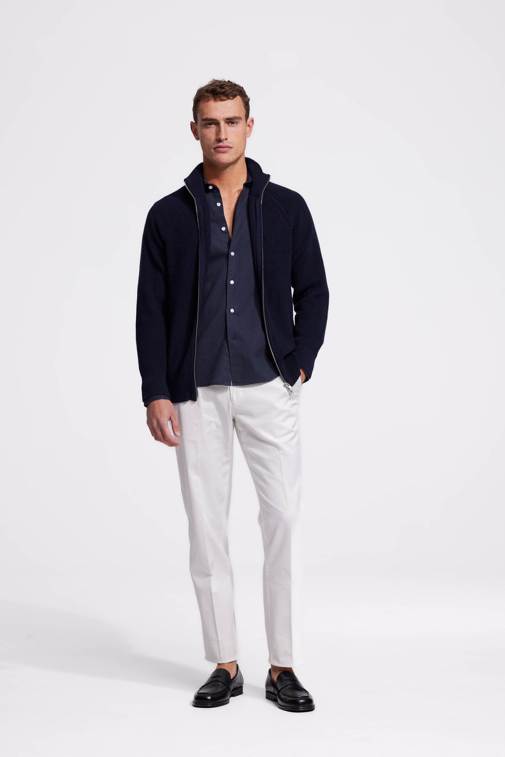 Soloumbrella Men's Dark Navy Long Sleeve Button Down Shirt