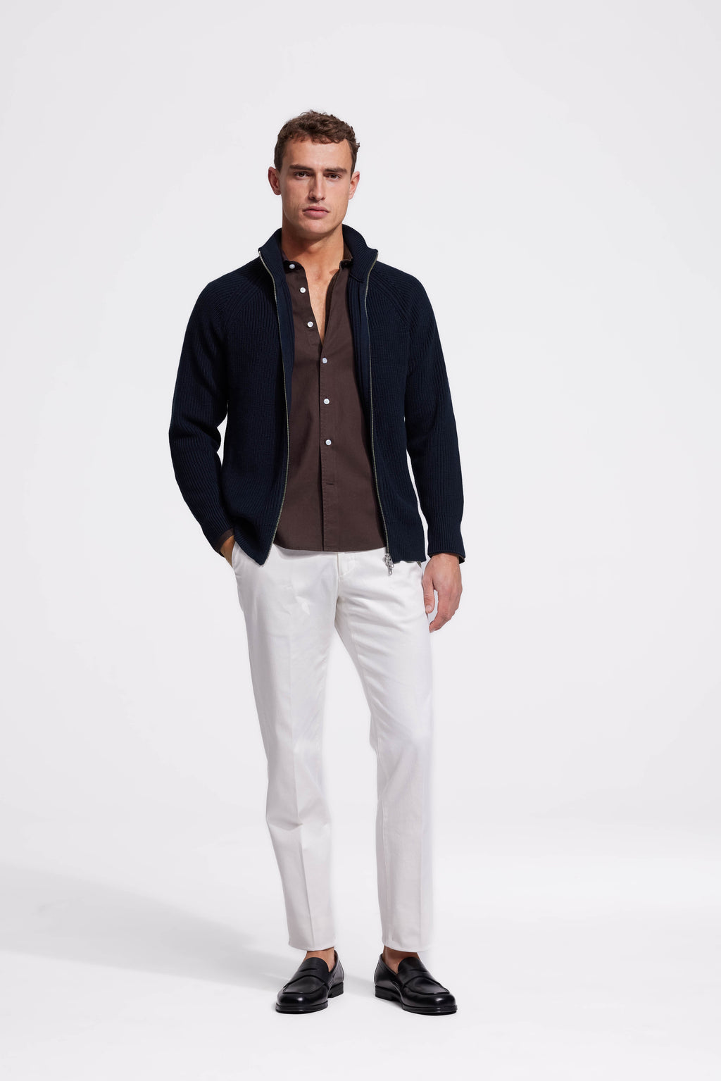 Soloumbrella Men's Dark Brown Long Sleeve Button Down Shirt
