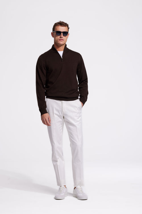 Soloumbrella Men's Dark Brown Quarter Zip Sweater