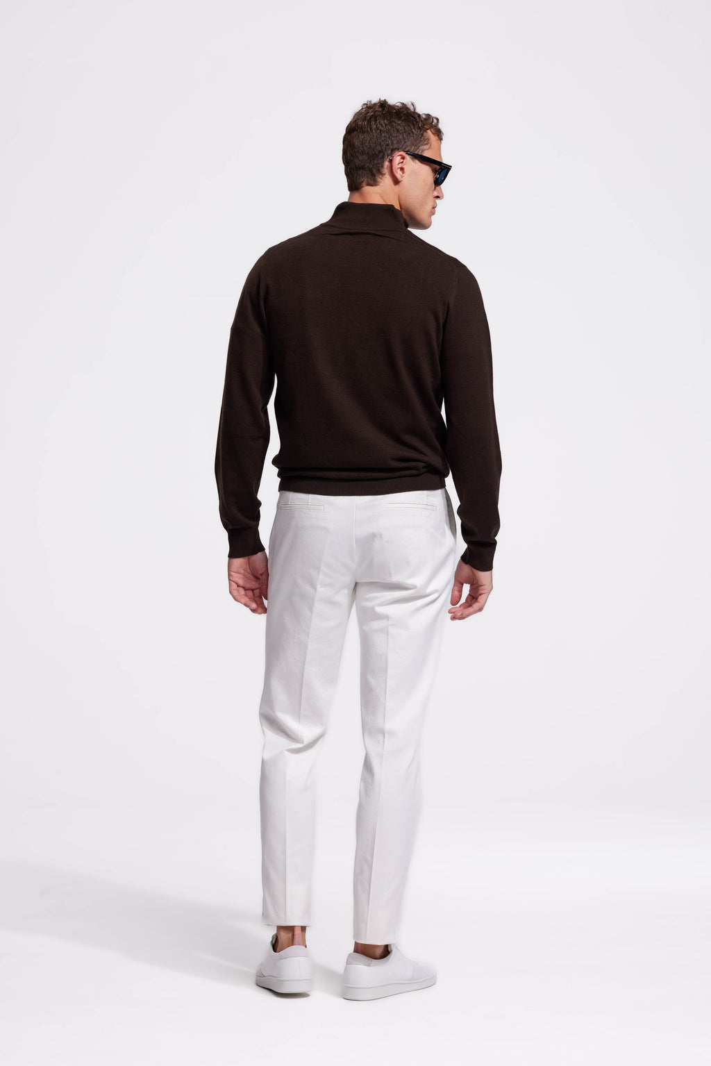 Soloumbrella Men's Dark Brown Quarter Zip Sweater