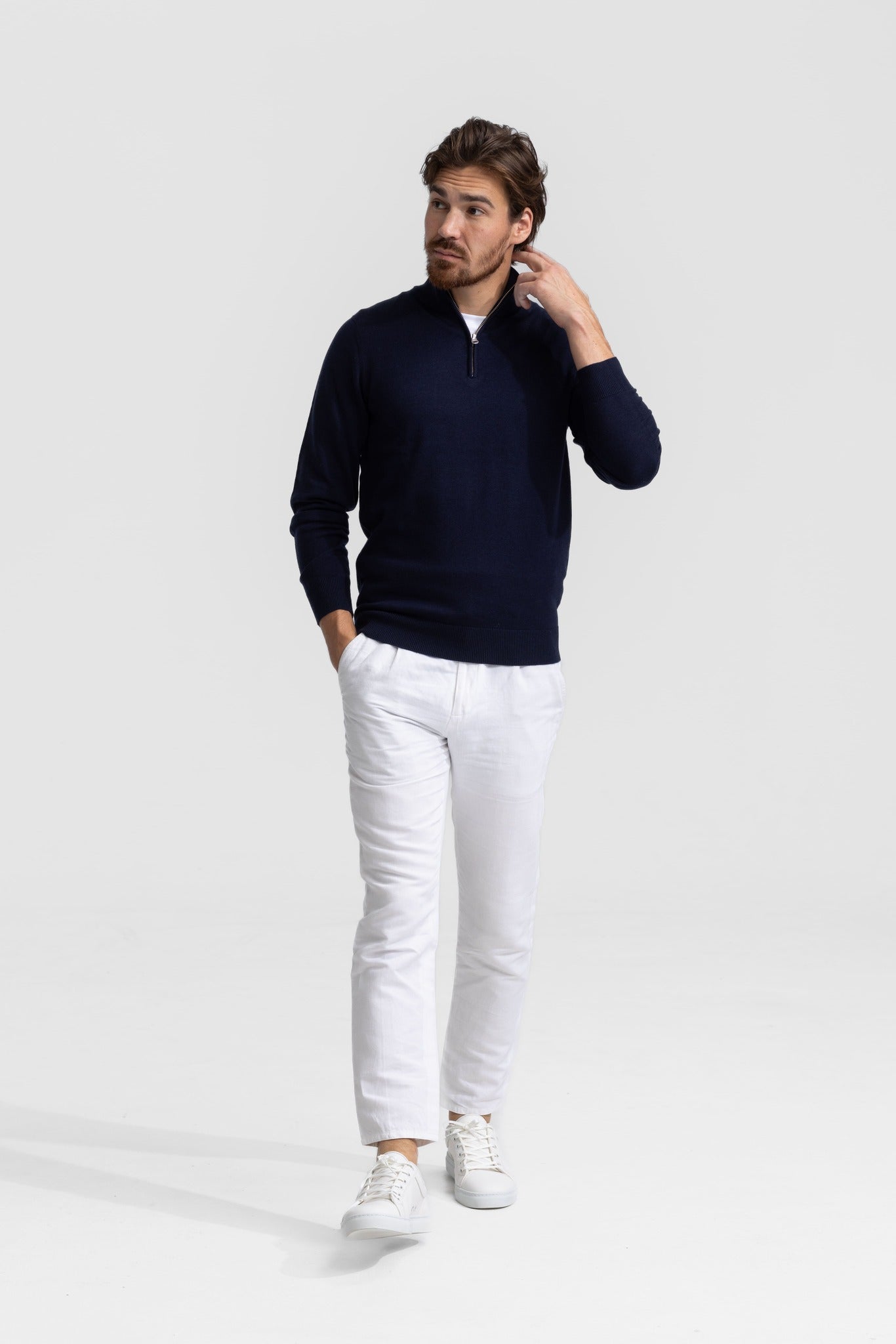 Soloumbrella Men's Navy Blue Quarter Zip Sweater
