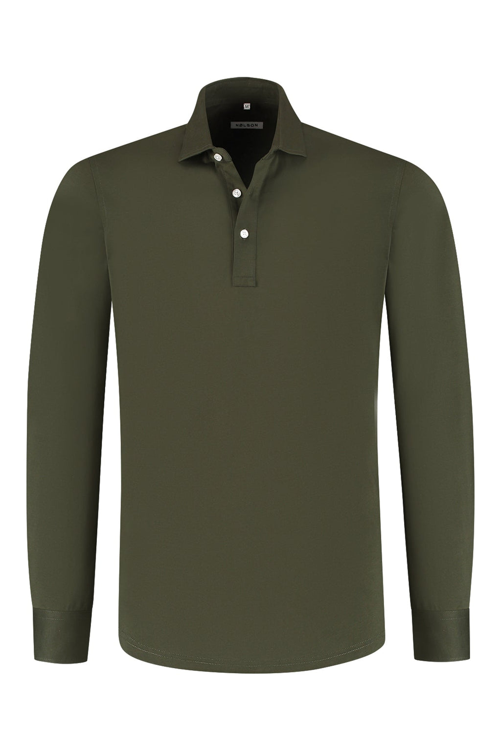 Soloumbrella Men's Olive Green Long Sleeve Polo Shirt