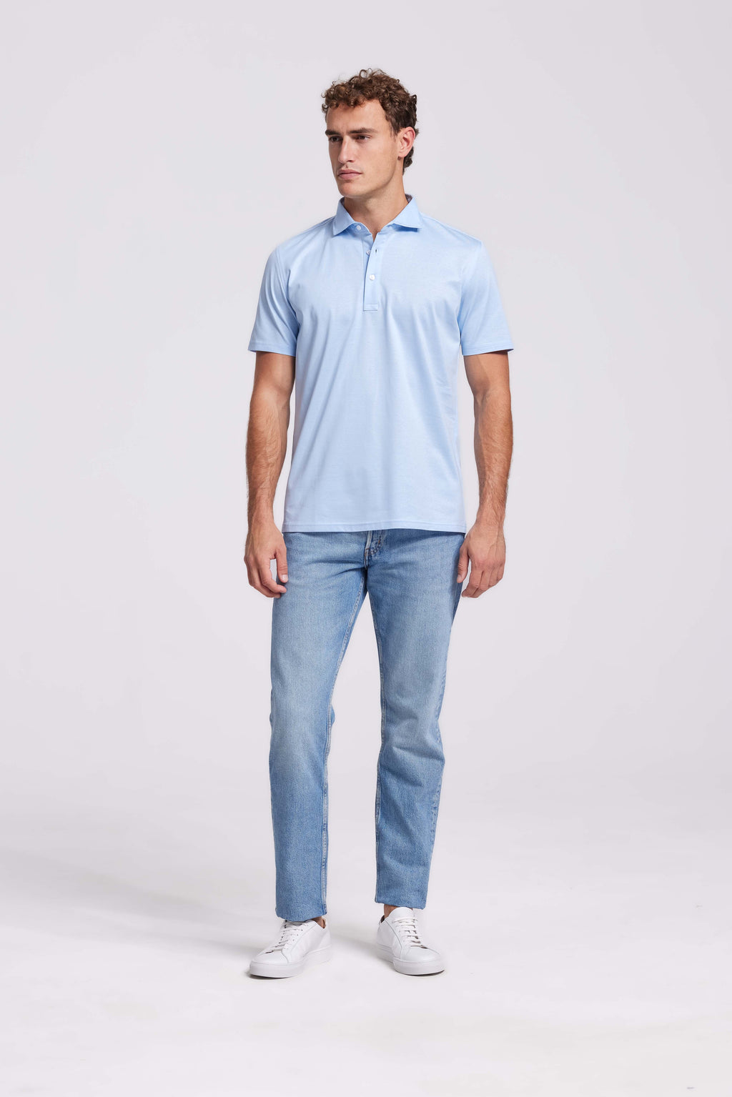Soloumbrella Men's Light Blue Short Sleeve Polo Shirt