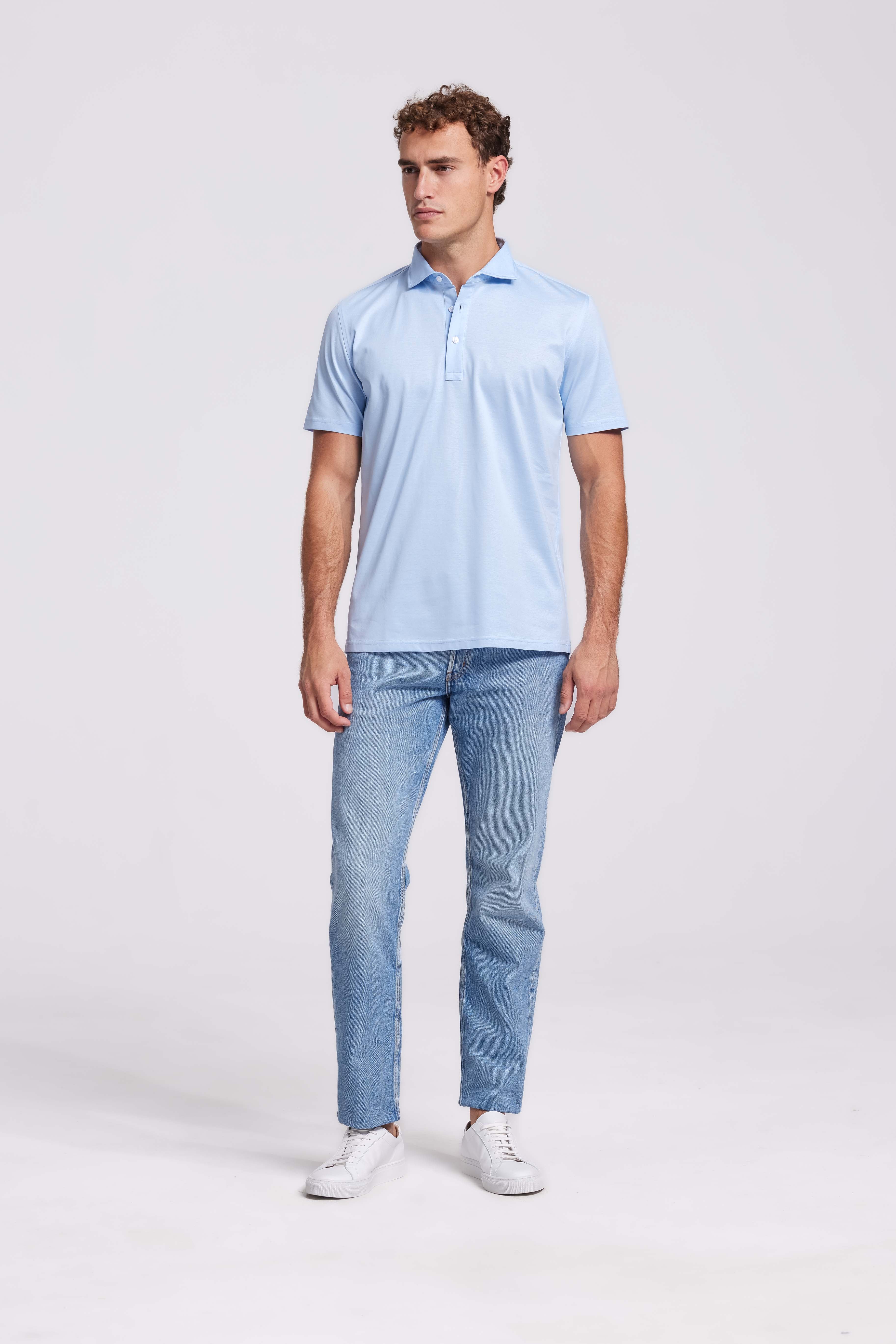 Soloumbrella Men's Light Blue Short Sleeve Polo Shirt