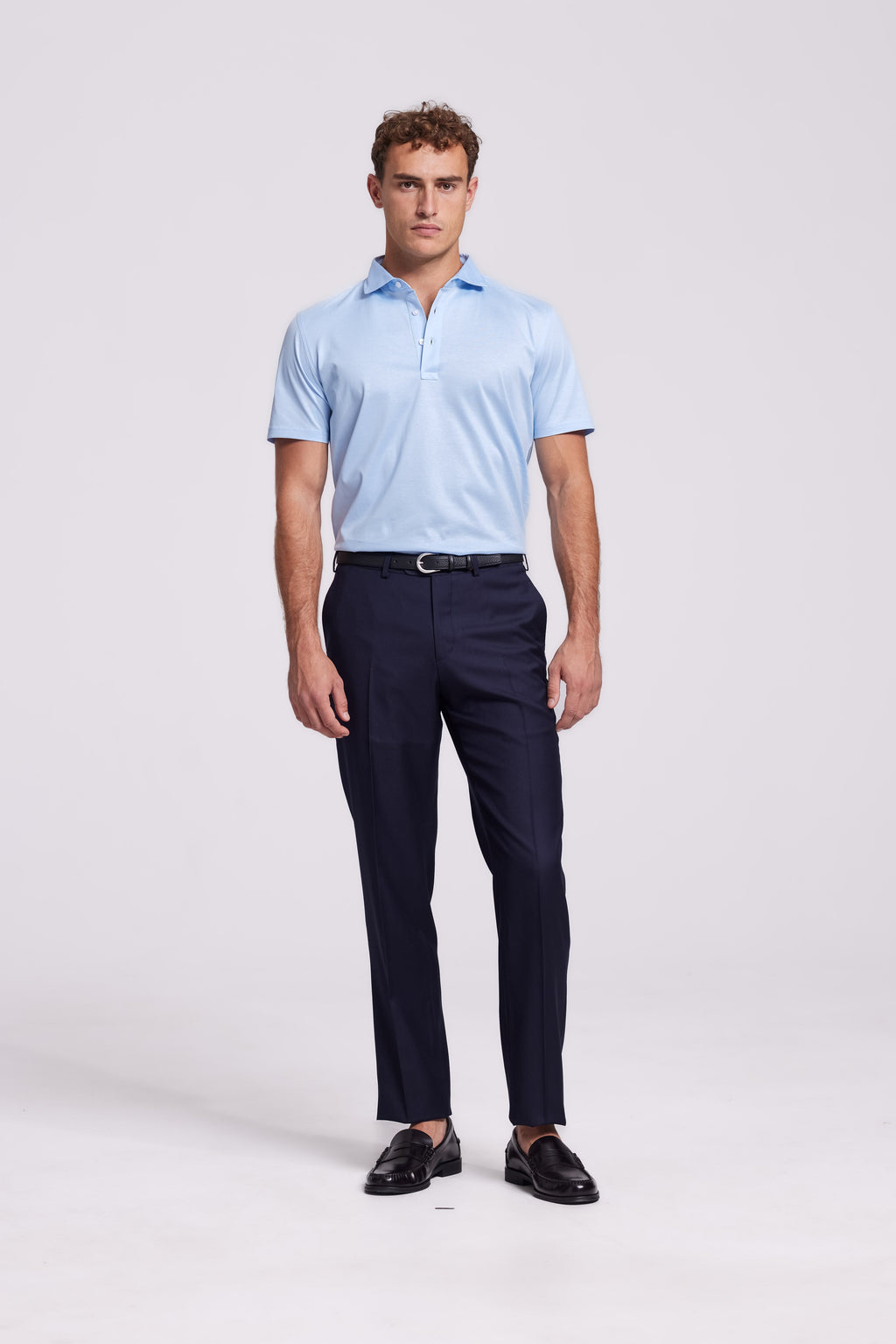 Soloumbrella Men's Light Blue Short Sleeve Polo Shirt