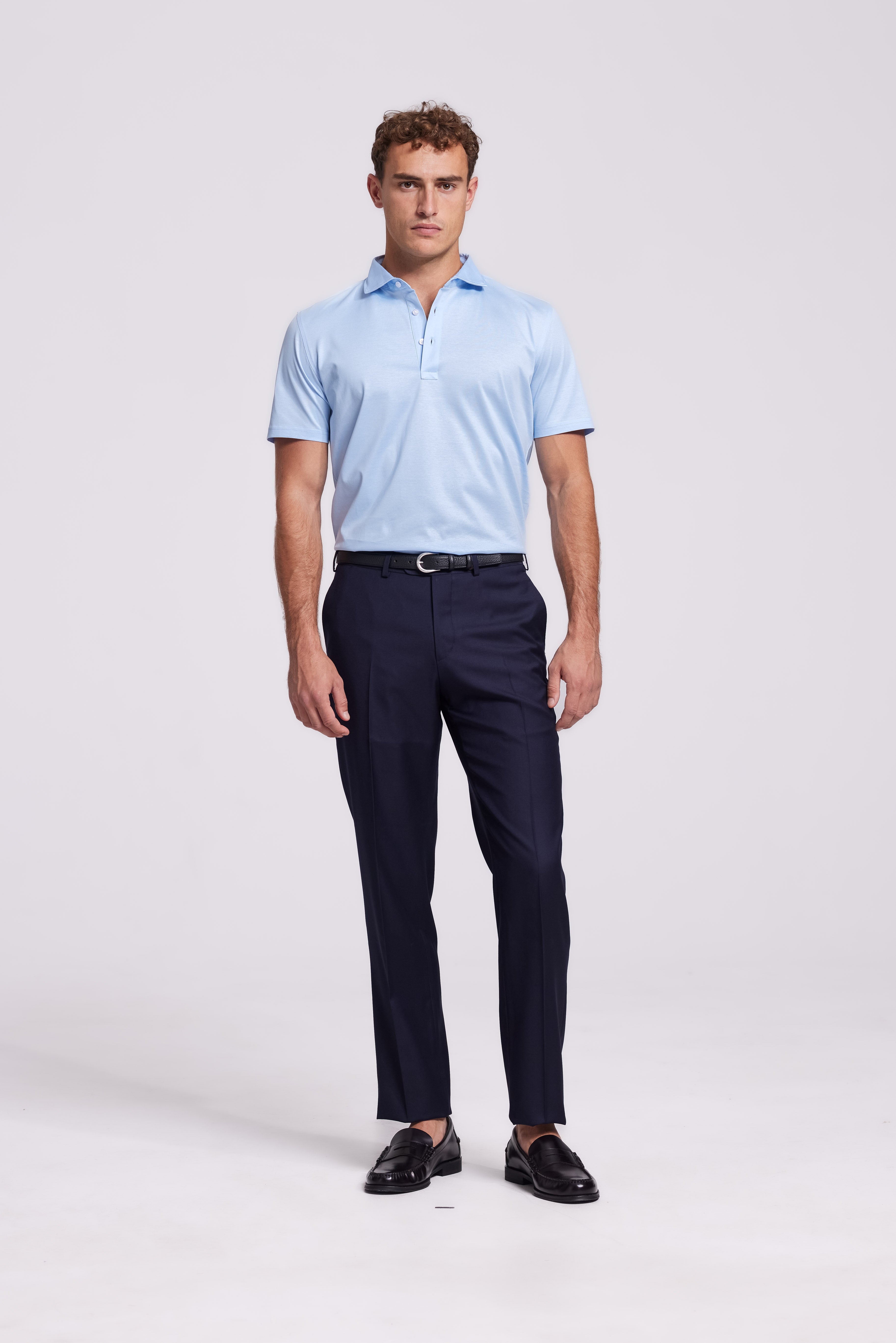 Soloumbrella Men's Light Blue Short Sleeve Polo Shirt