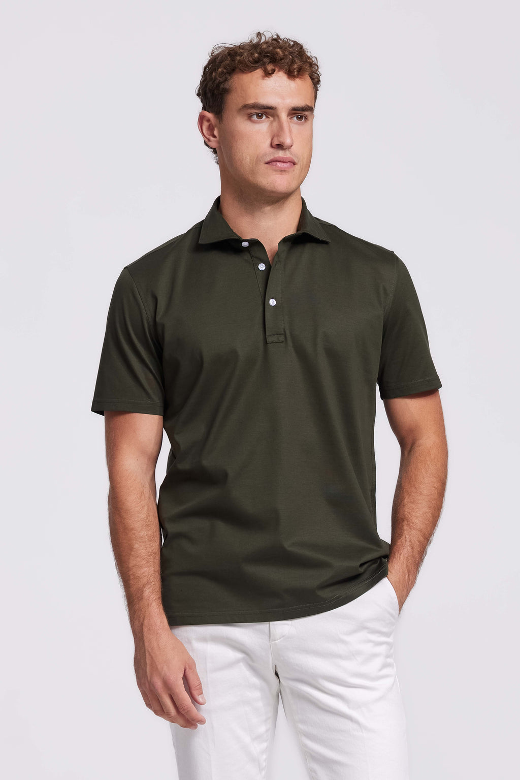 Soloumbrella Men's Olive Green Short Sleeve Polo Shirt