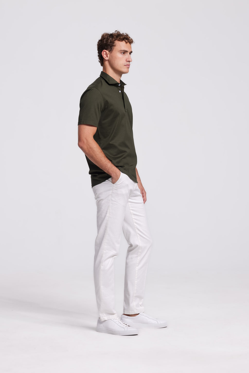 Soloumbrella Men's Olive Green Short Sleeve Polo Shirt
