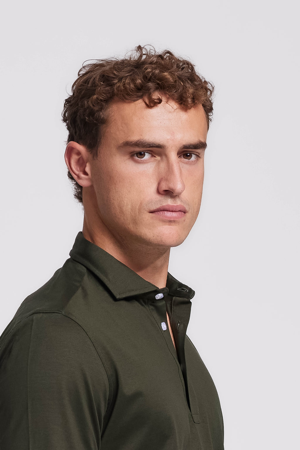 Soloumbrella Men's Olive Green Long Sleeve Polo Shirt