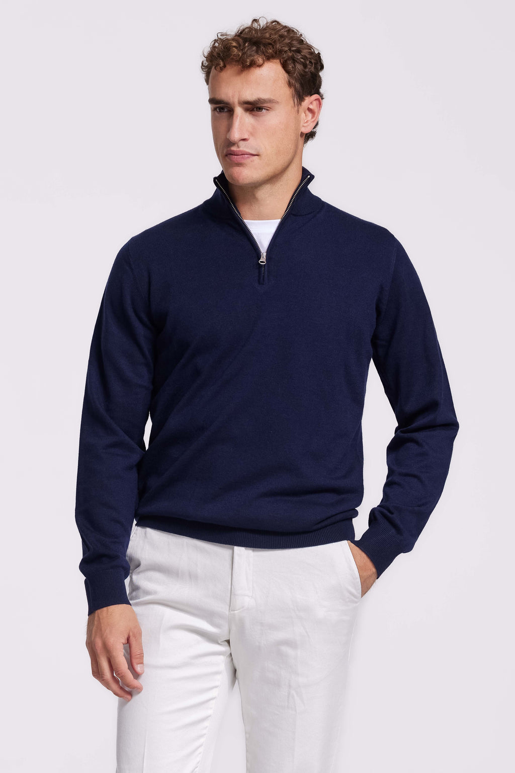 Soloumbrella Men's Dark Navy Quarter Zip Sweater