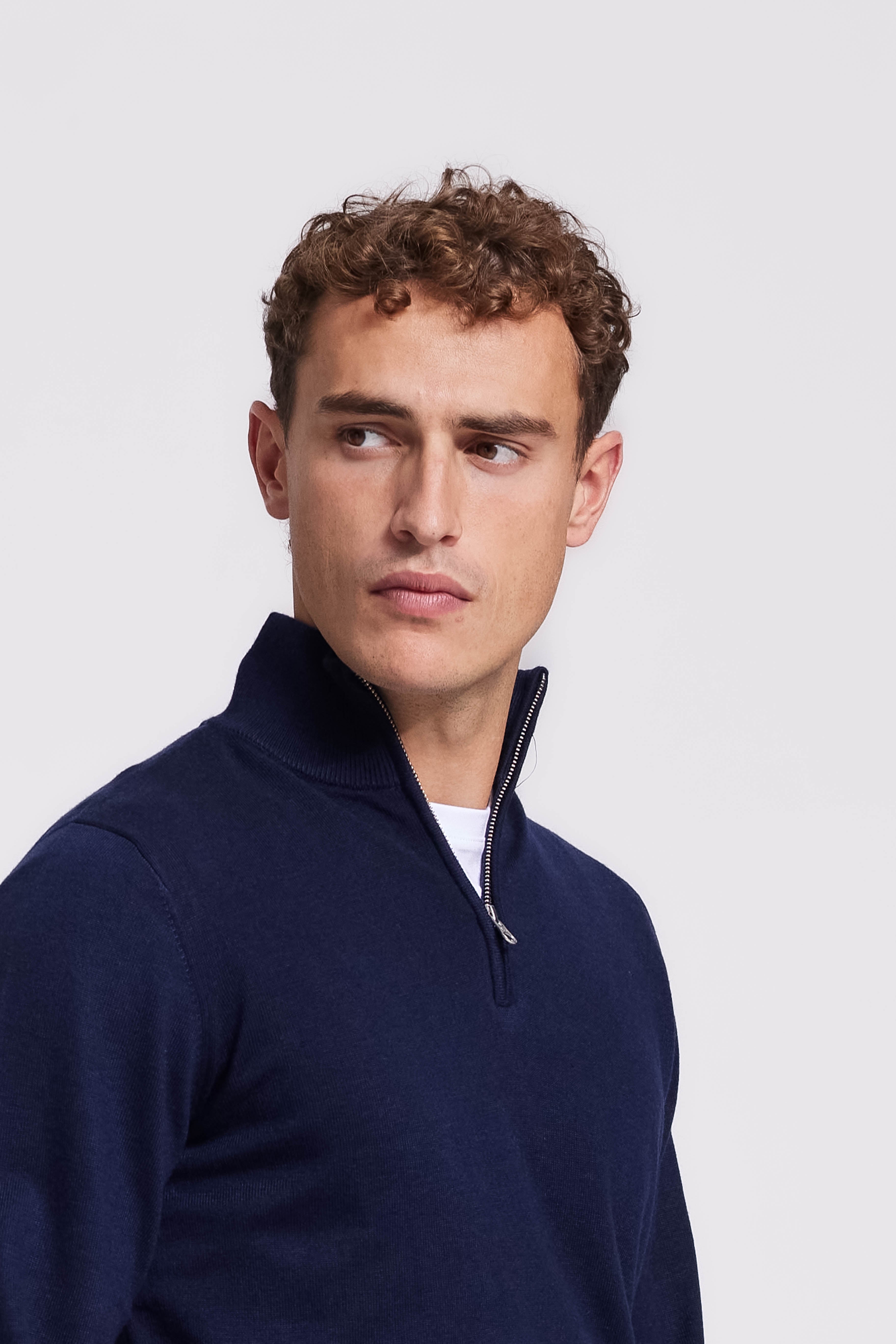 Soloumbrella Men's Dark Navy Quarter Zip Sweater