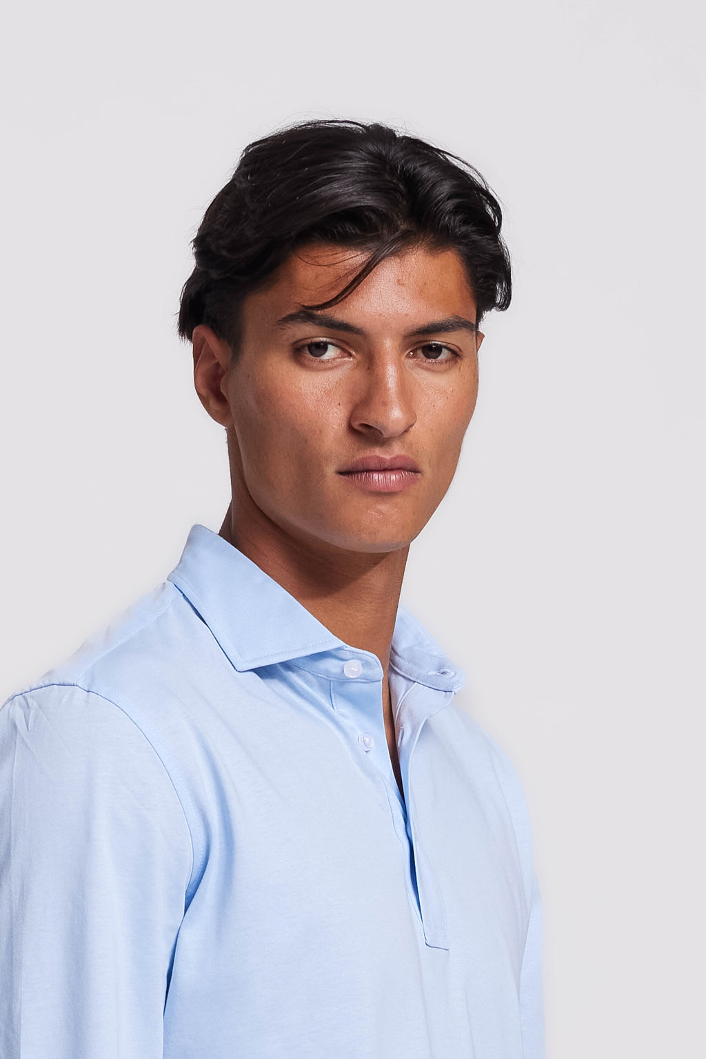 Soloumbrella Men's Light Blue Long Sleeve Polo Shirt