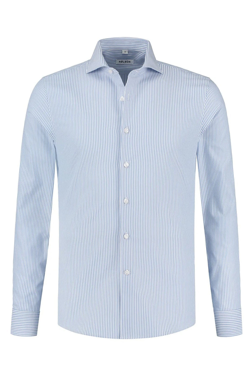Soloumbrella Men's Blue White Striped Long Sleeve Button Down Shirt