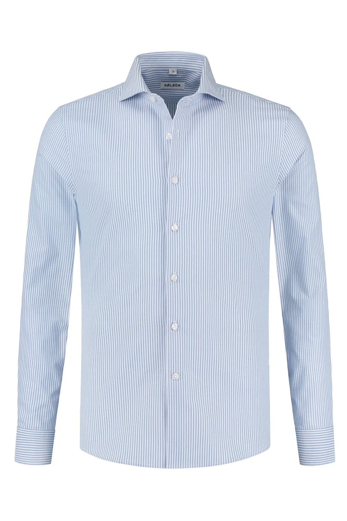 Soloumbrella Men's Blue White Striped Long Sleeve Button Down Shirt