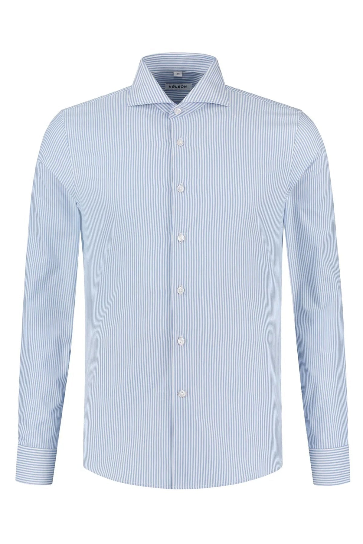 Soloumbrella Men's Blue White Striped Long Sleeve Button Down Shirt