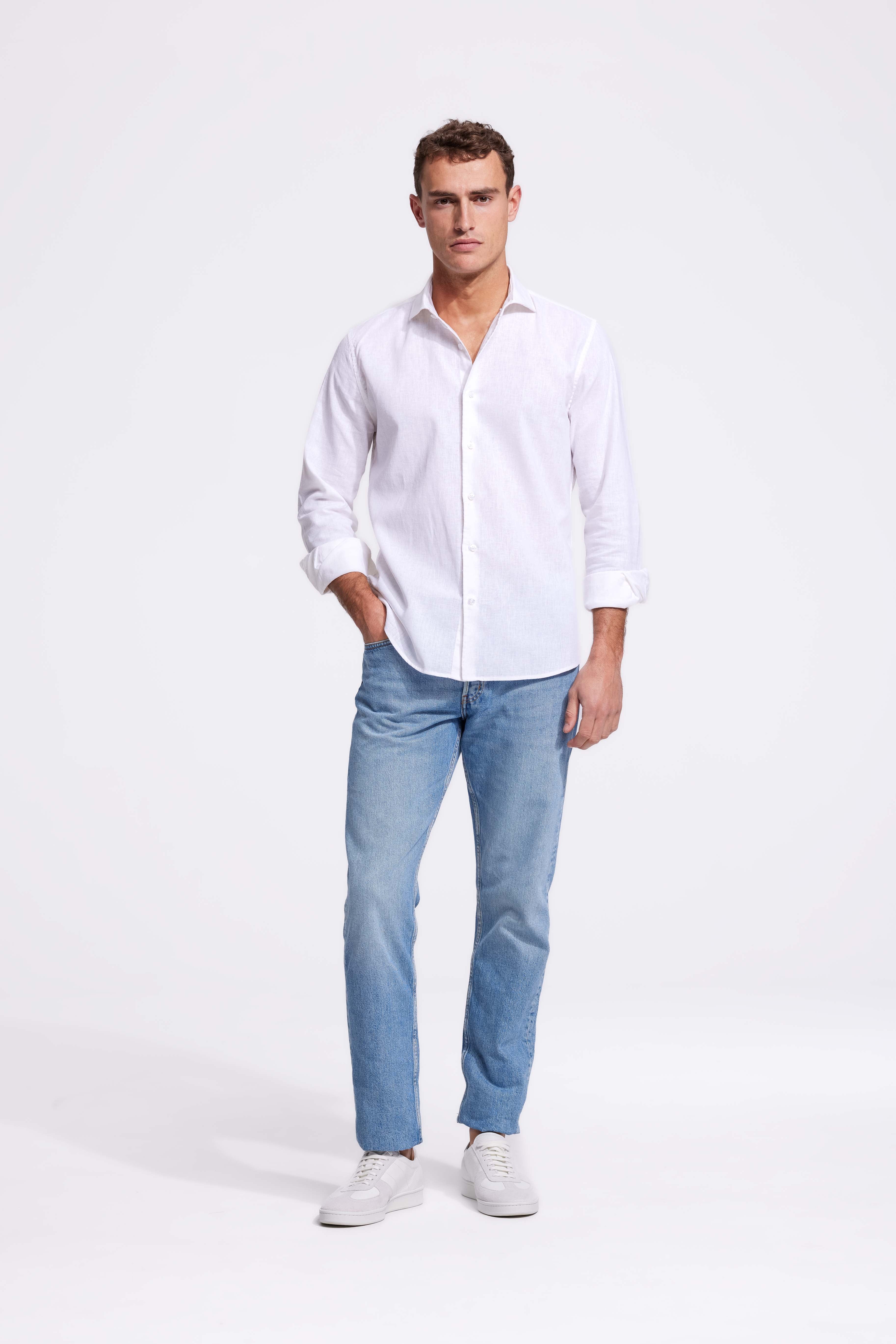 Soloumbrella Men's White Long Sleeve Button Down Shirt