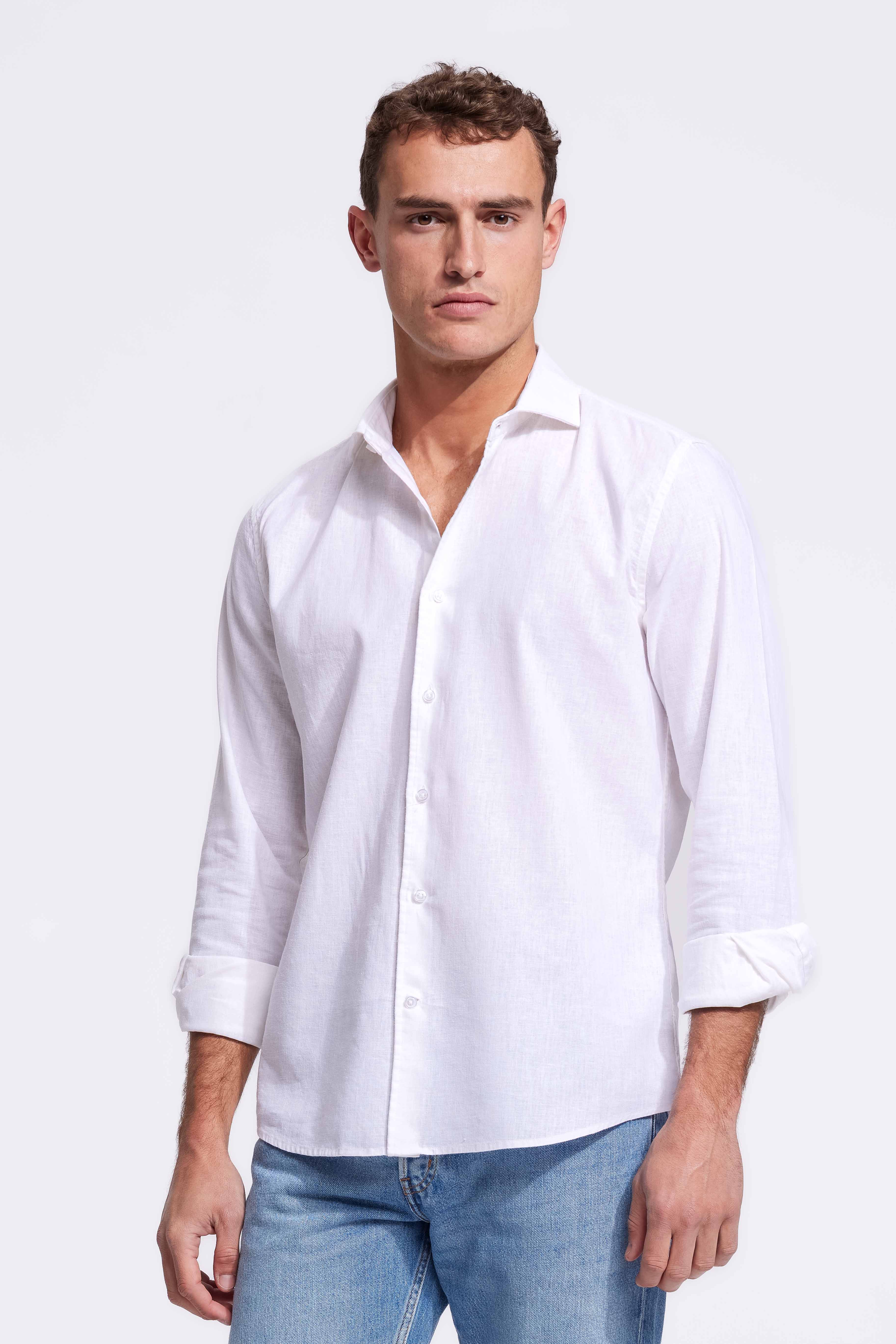 Soloumbrella Men's White Long Sleeve Button Down Shirt