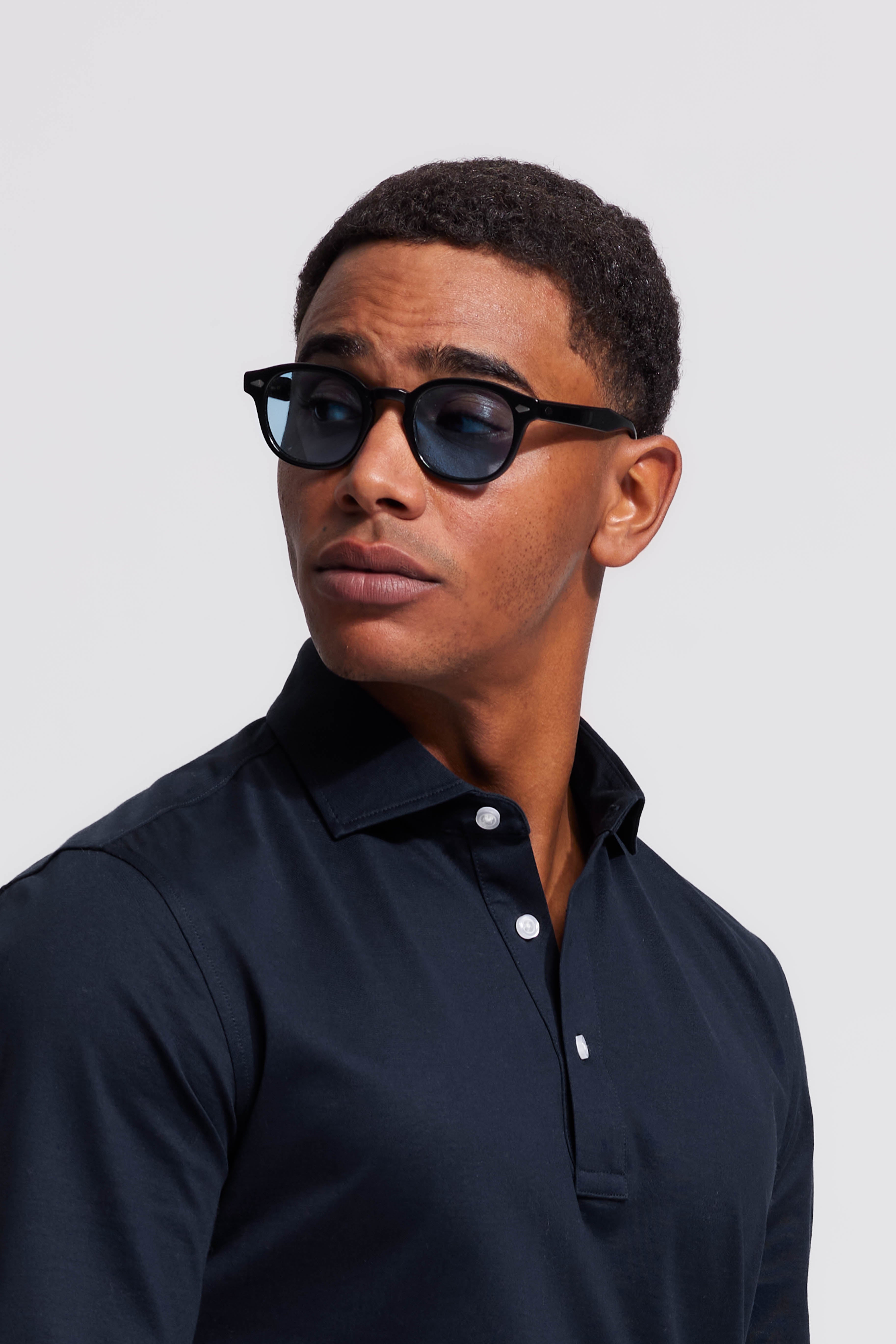 Soloumbrella Men's Dark Navy Long Sleeve Polo Shirt