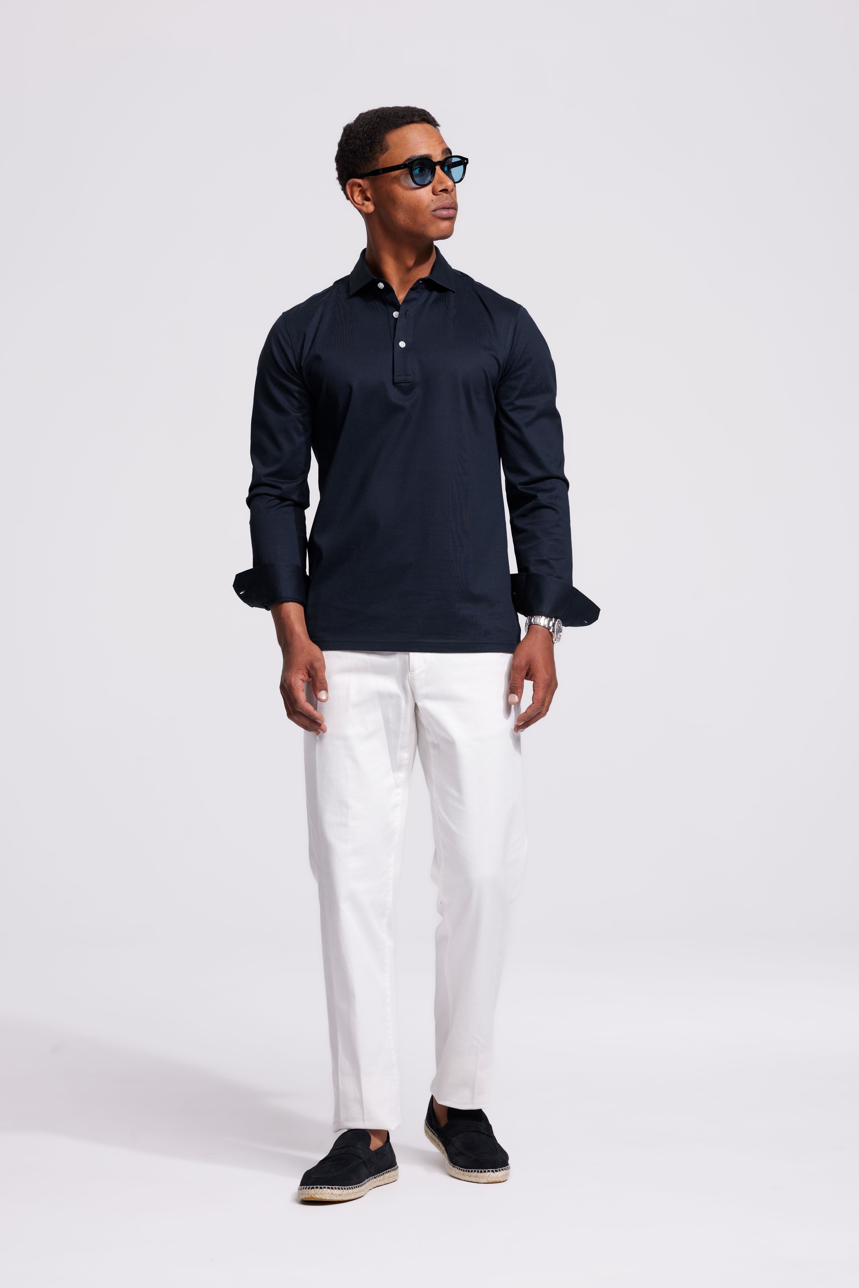 Soloumbrella Men's Dark Navy Long Sleeve Polo Shirt