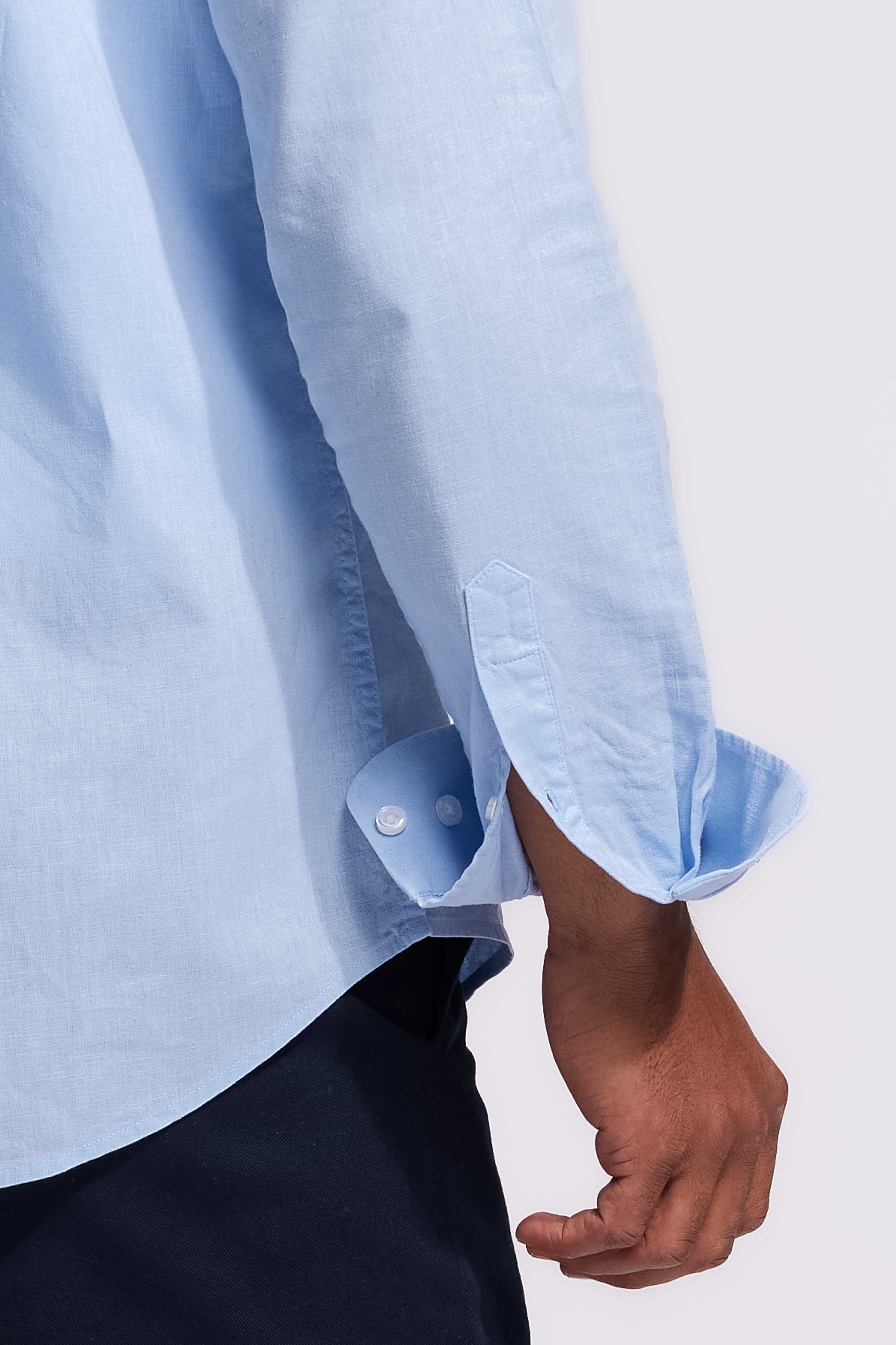 Soloumbrella Men's Light Blue Long Sleeve Button Down Shirt