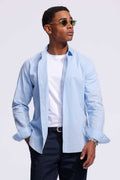 Soloumbrella Men's Light Blue Long Sleeve Button Down Shirt
