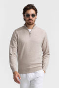Soloumbrella Men's Beige Quarter Zip Sweater