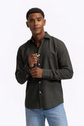 Soloumbrella Men's Olive Green Long Sleeve Button Down Shirt