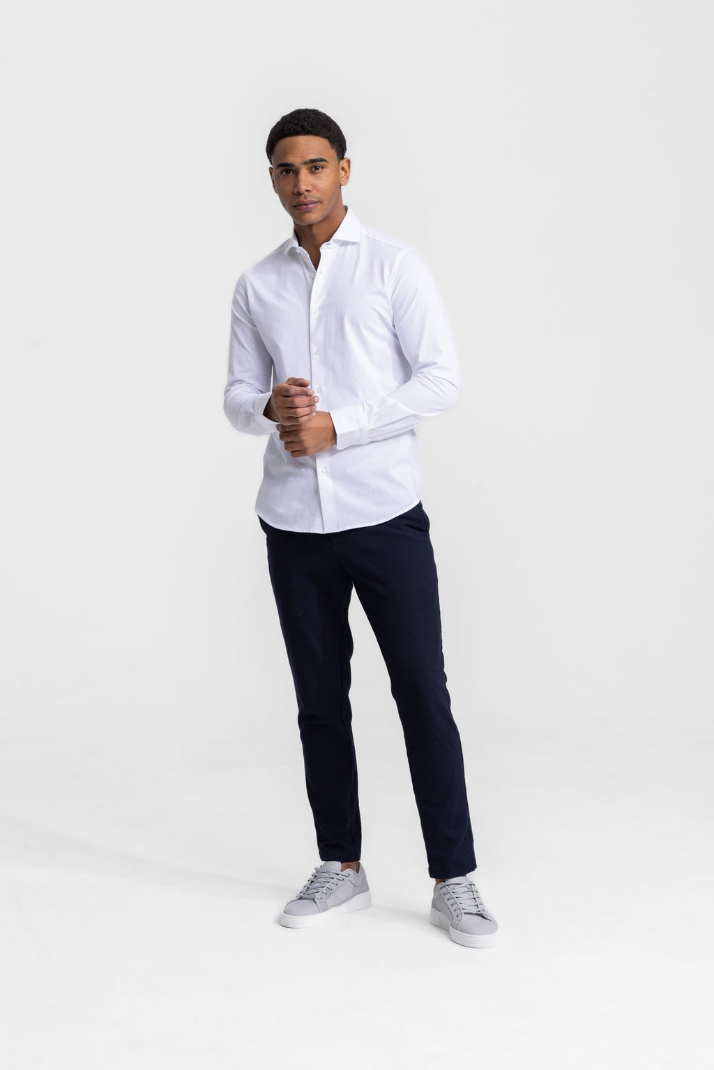 Soloumbrella Men's White Long Sleeve Button Down Shirt